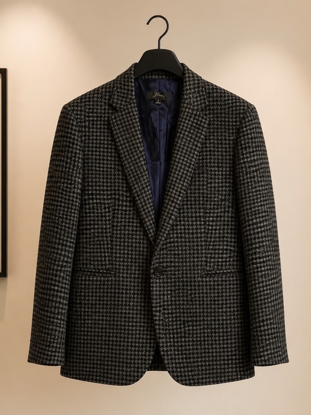 J. Crew Houndstooth Single-Breasted Blazer - Black & Gray